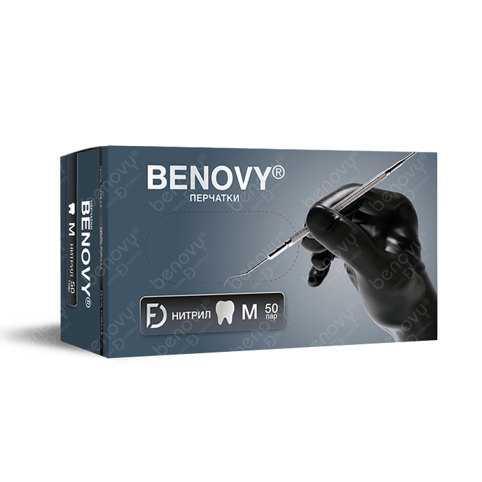 Перчатки BENOVY Dental Formula Nitrile MultiColor Black