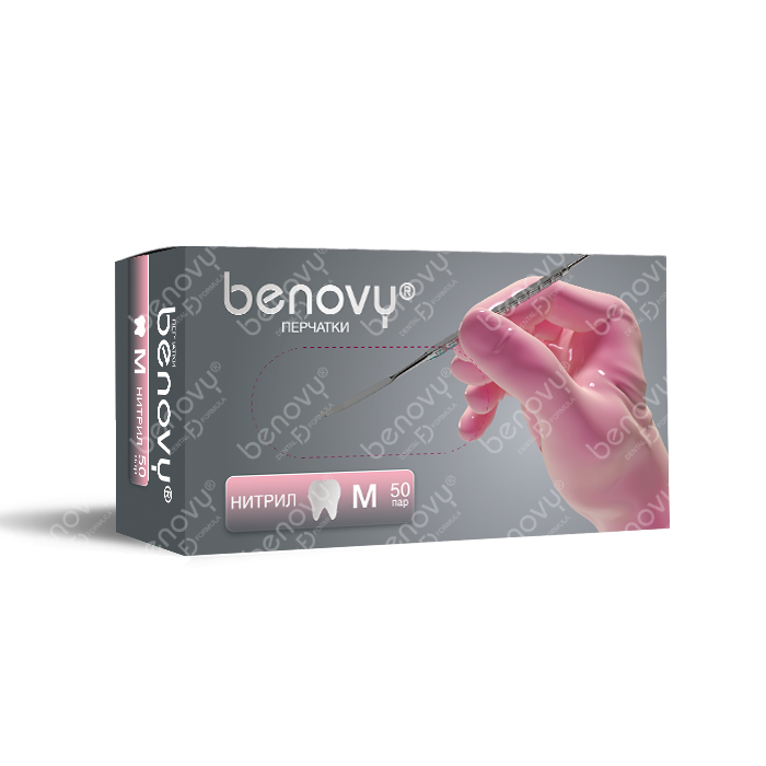 Перчатки BENOVY Dental Formula Nitrile MultiColor Pearly pink