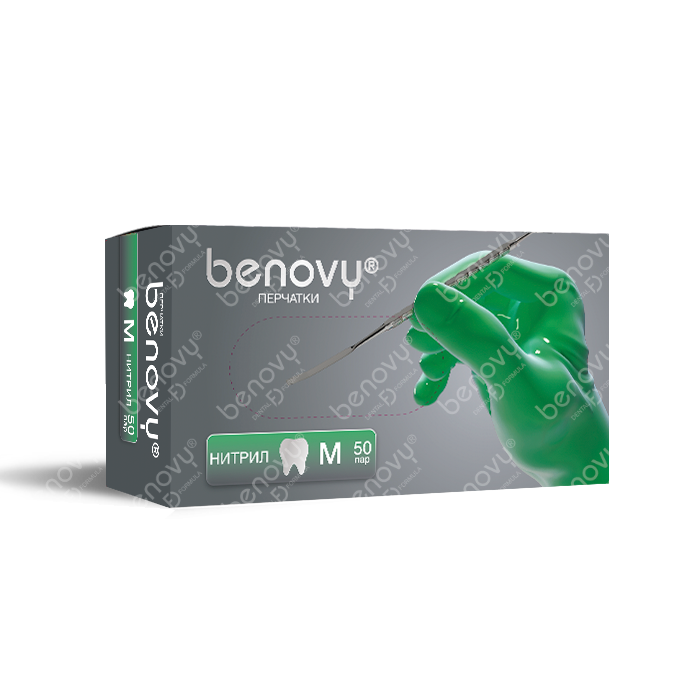 Перчатки BENOVY Dental Formula Nitrile MultiColor Green