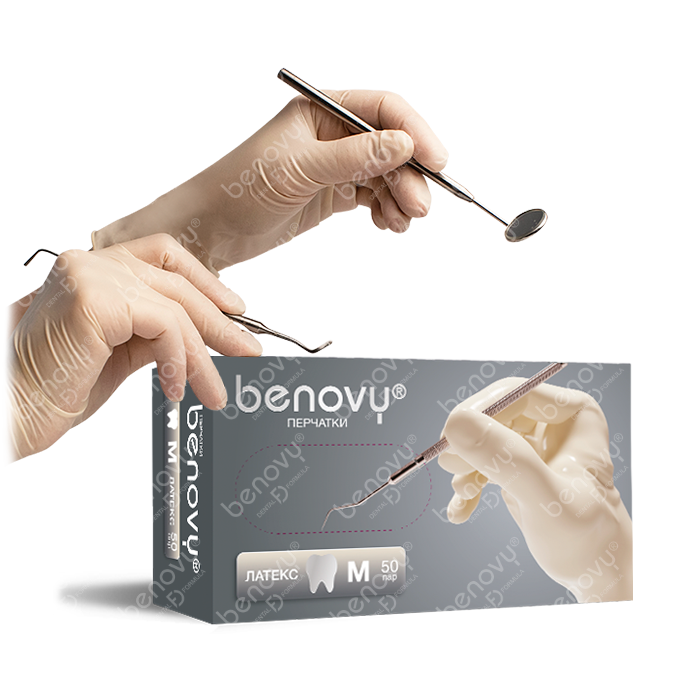 Перчатки BENOVY Dental Formula Latex Chlorinated