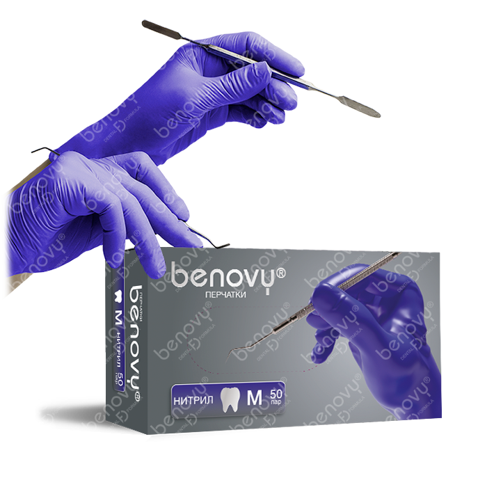 Перчатки BENOVY Dental Formula Nitrile MultiColor Violet blue