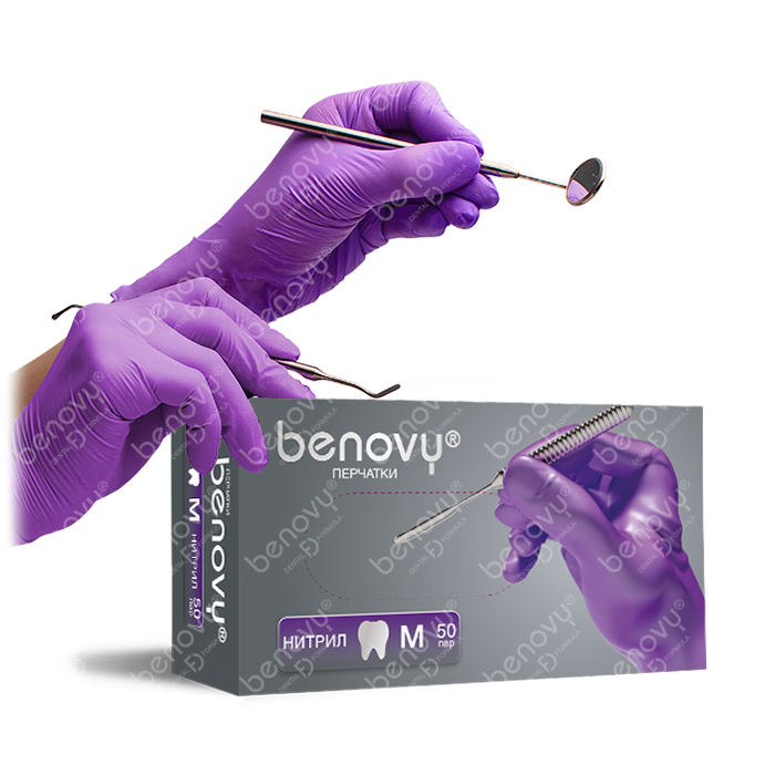 Перчатки BENOVY Dental Formula Nitrile MultiColor Purple