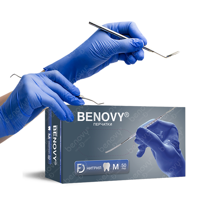 Перчатки BENOVY Dental Formula Nitrile MultiColor Lilac-blue