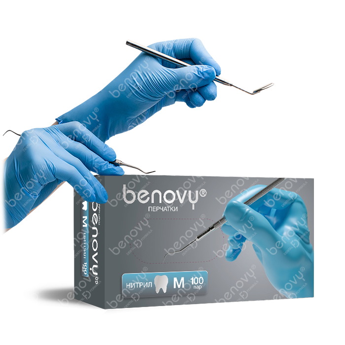 Перчатки BENOVY Dental Formula Nitrile Chlorinated Light