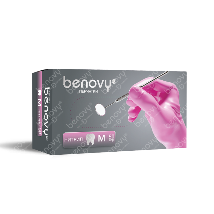 Перчатки BENOVY Dental Formula Nitrile MultiColor Pink