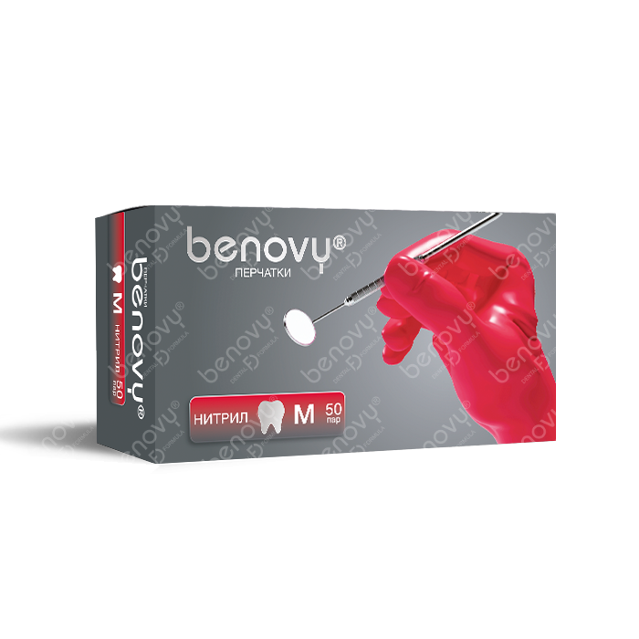 Перчатки BENOVY Dental Formula Nitrile MultiColor Red