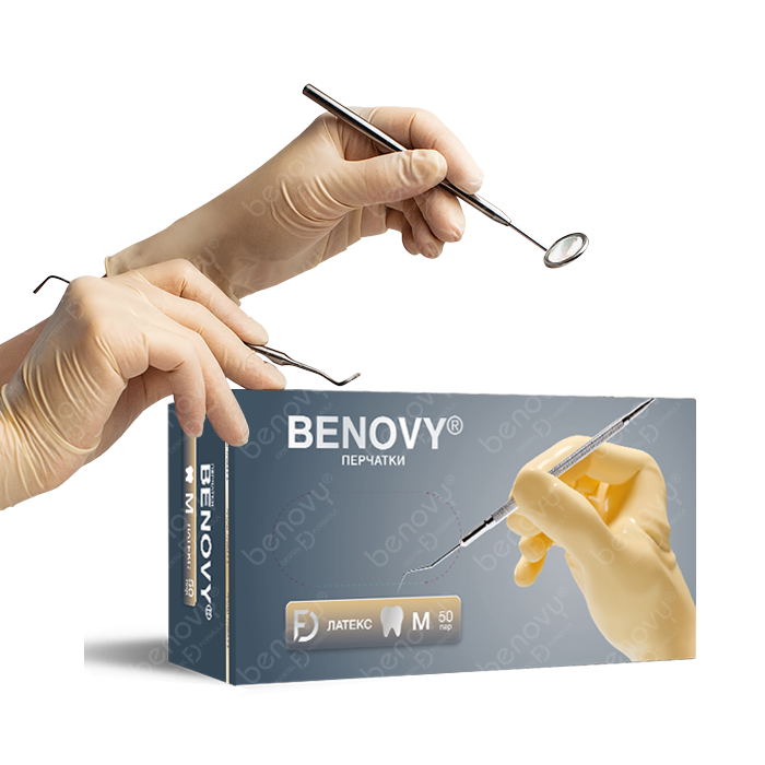 Перчатки Перчатки BENOVY Dental Formula Latex Double Chlorinated
